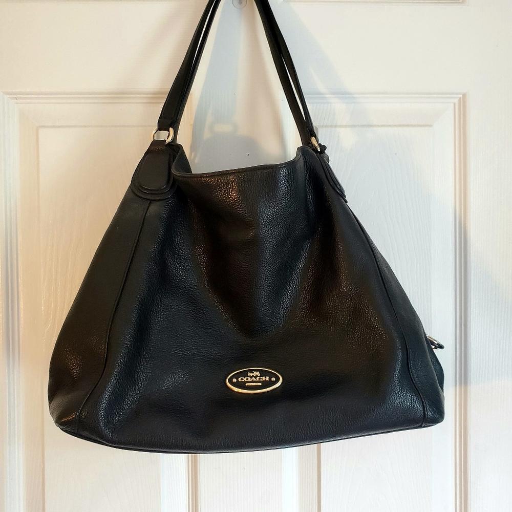 Coach Black Leather Edie Shoulder Bag